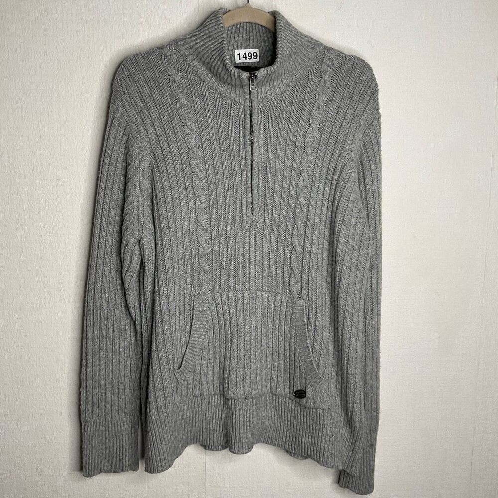 Harley Davidson Grey Embroidered Knit Half-Zip Sweater - Size 1X - Pre-Owned